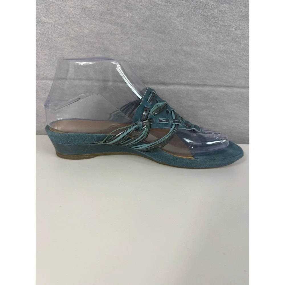 Clarks Artisan Teal‎ Suede Thong Sandals Women Size 7 Boho Slide